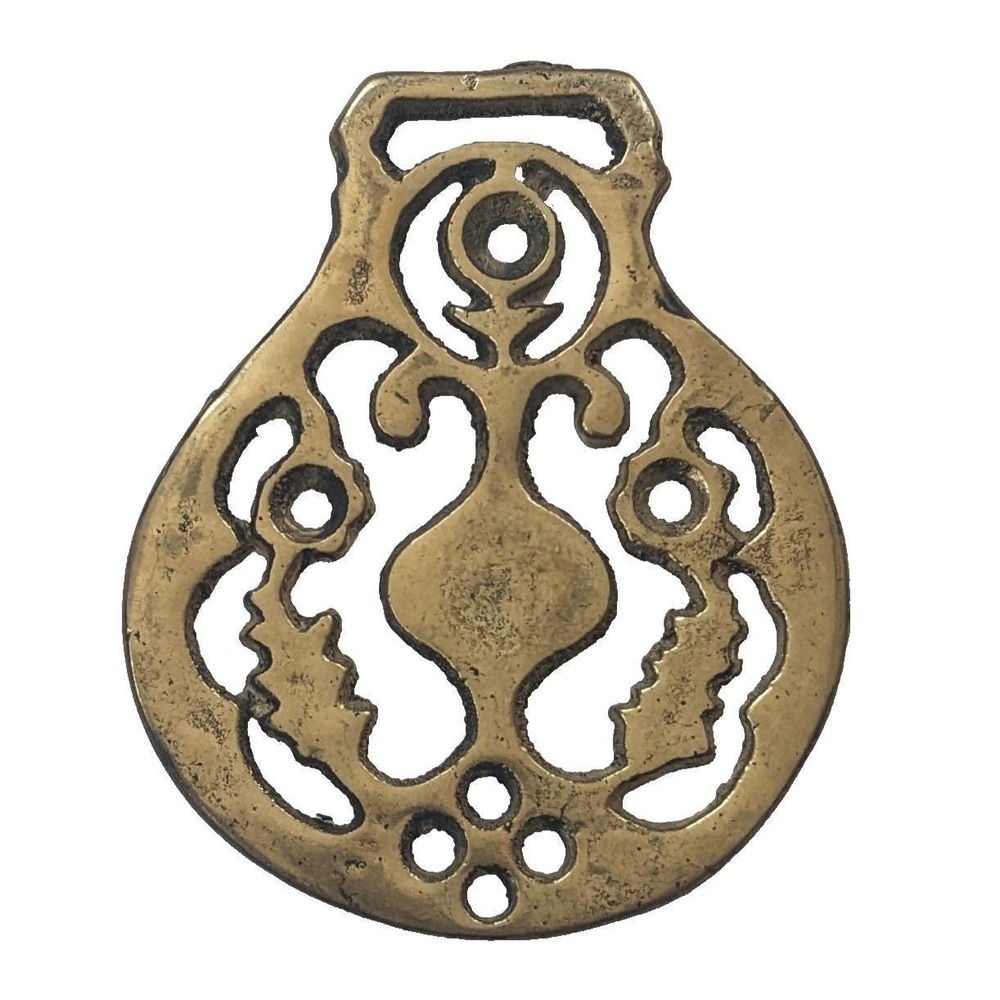 Vintage Horse Brass Tulip Lotus Seed Harness Medallion Equestrian Tack Openwork